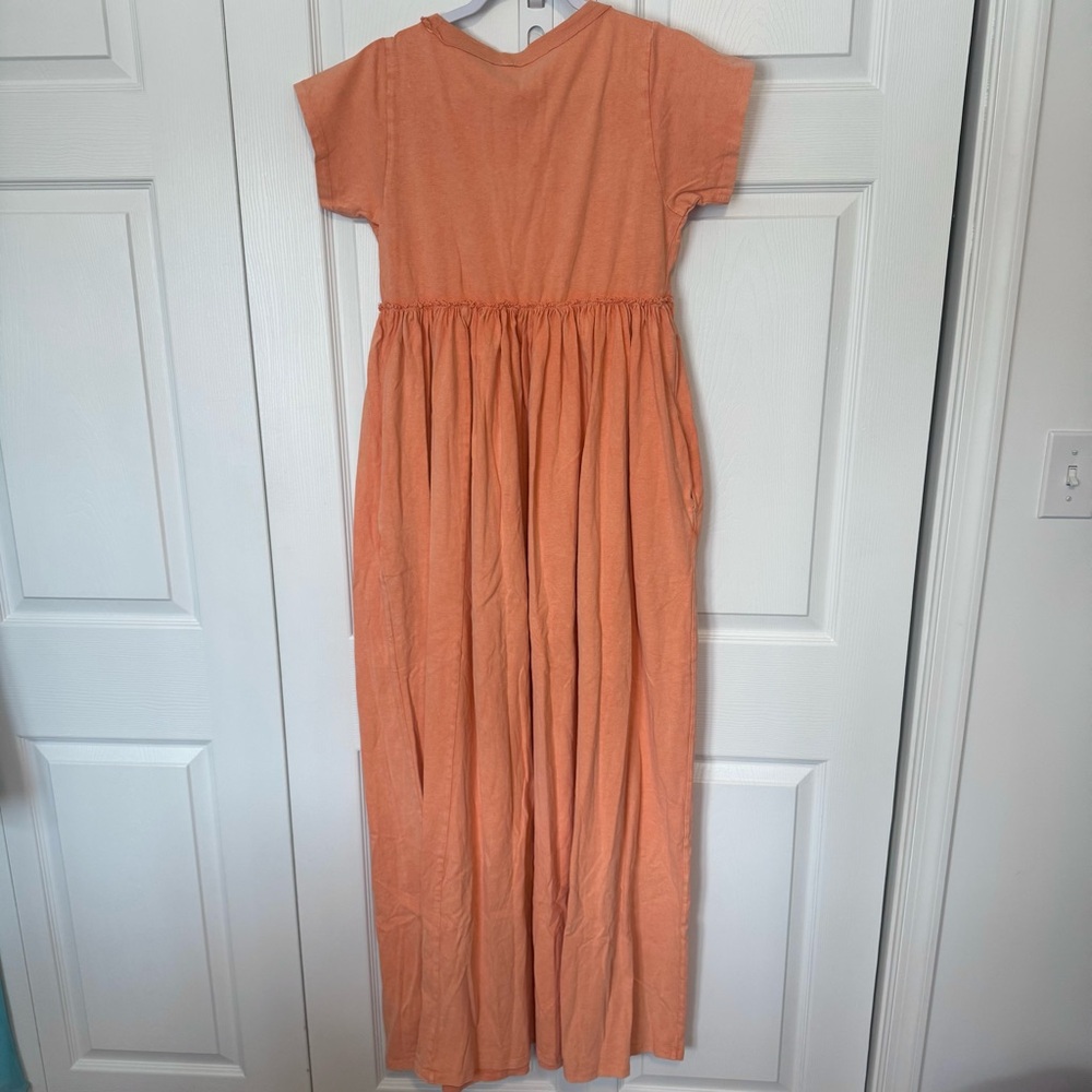 NWT FREE PEOPLE Sz S CARISSA TEE DRESS MAXI TEE SHIRT DRESS IN 🍑 PEACH - Picture 5 of 11